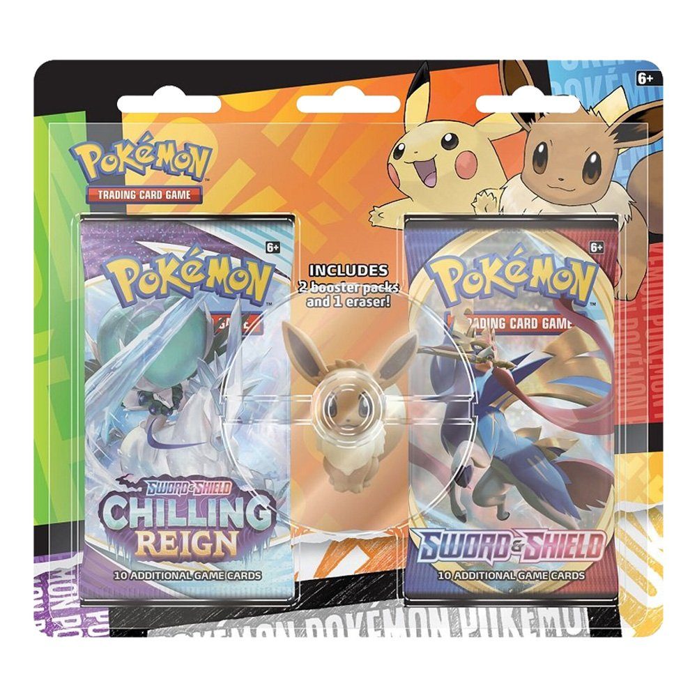 The Pokémon Company International Sammelkarte Pokémon Back to School mit Pikachu/Evoli Radiergummi (EN)