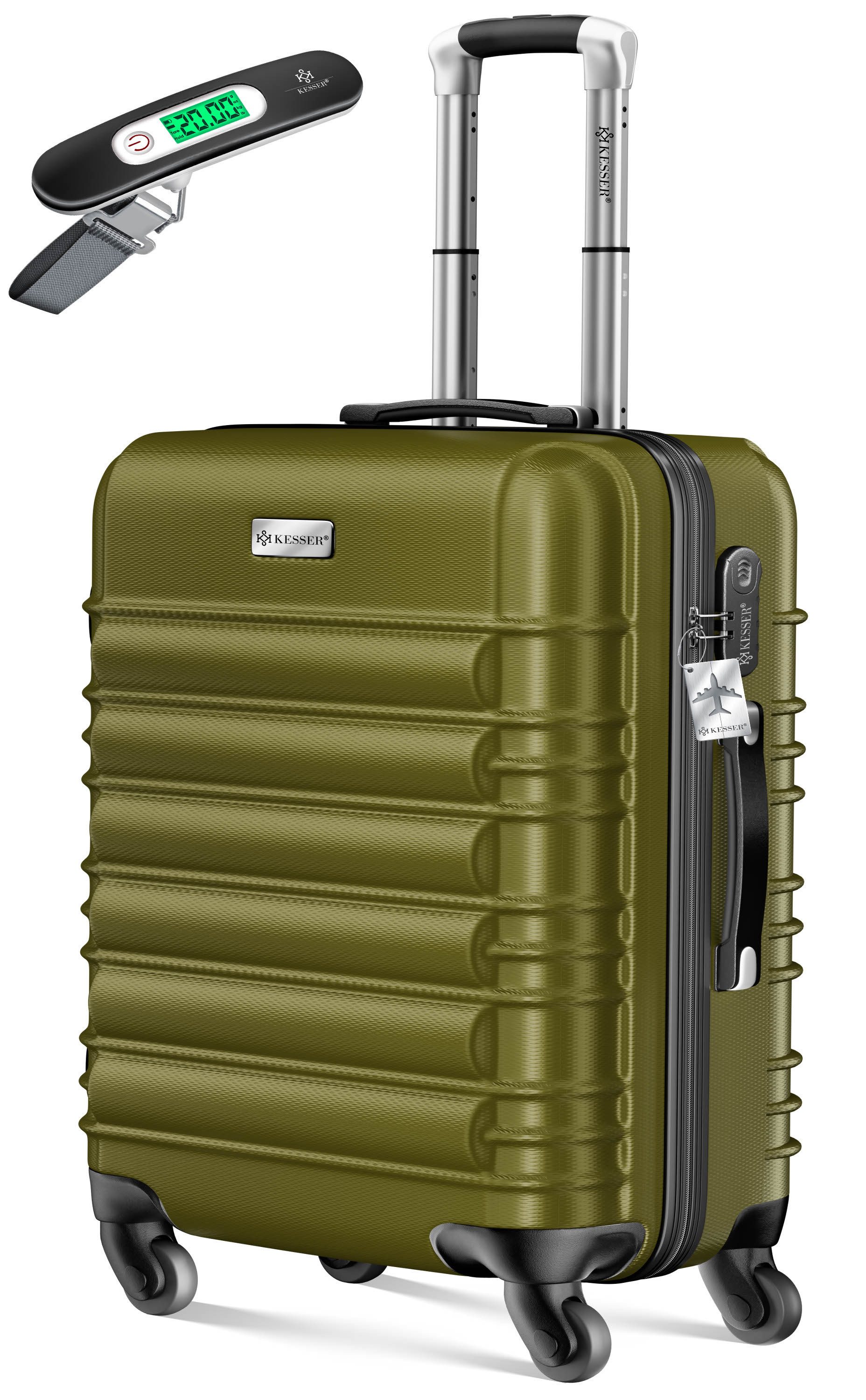KESSER Hartschalen-Trolley Reisekoffer Handgepäck 55L Koffer Inkl. Kofferwaage + Gepäckanhänger, 4 Rollen, Rollkoffer ABS-Hartschale mit 4 Rollen, Zahlenschloss & Teleskopgriff