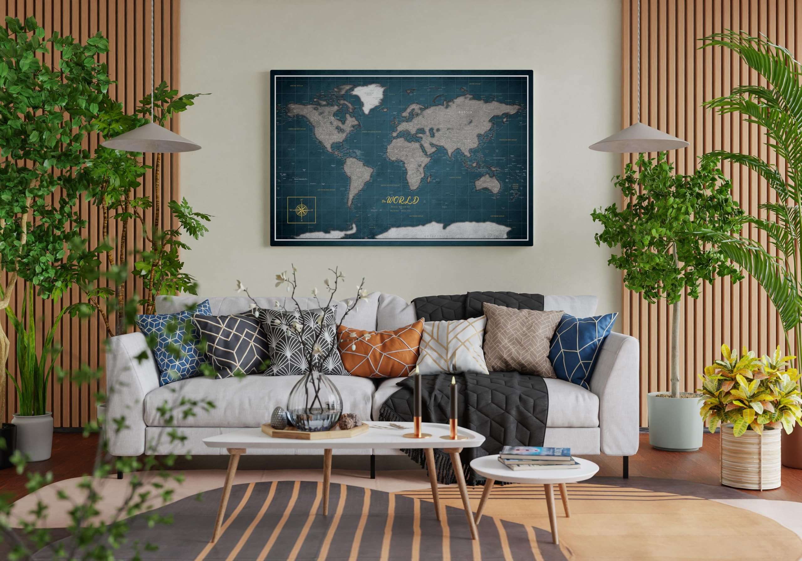 framed concept Leinwandbild als Weltkarte-Pinnwand, pinne günstig online kaufen