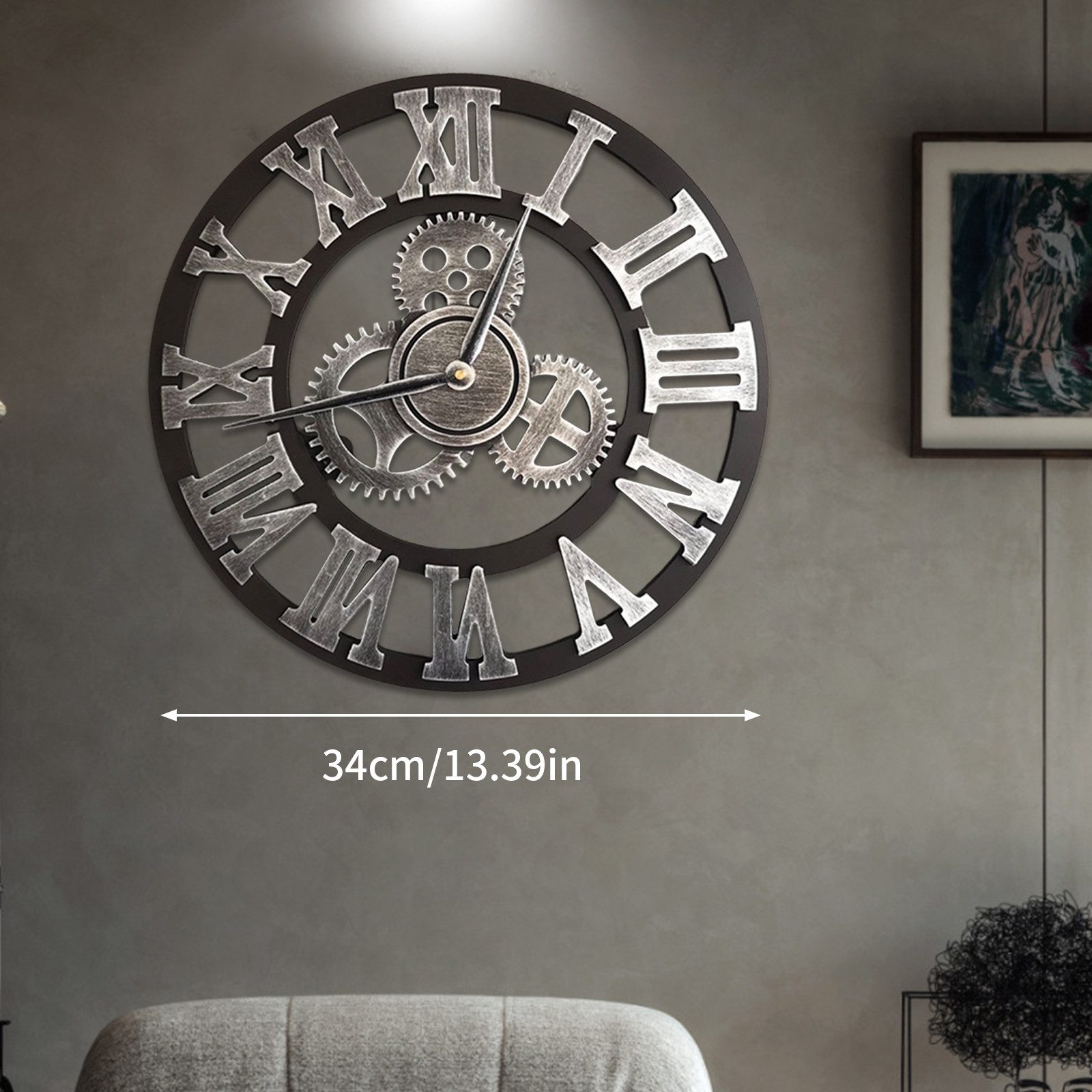 TWSOUL Wanduhr 34CM 3D Handgefertigte Imitation Eisen Handwerk leise Wanduh günstig online kaufen