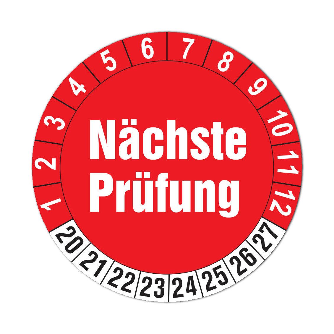 LYSCO Hinweisschild Prüfplaketten für 8 Jahre und 12 Monate, Ø 30 mm, (versch. Jahre und Farben verfügbar, 100 St., Prüfaufkleber, Prüfetiketten), Folienaufkleber mit UV-Schutzlackierung