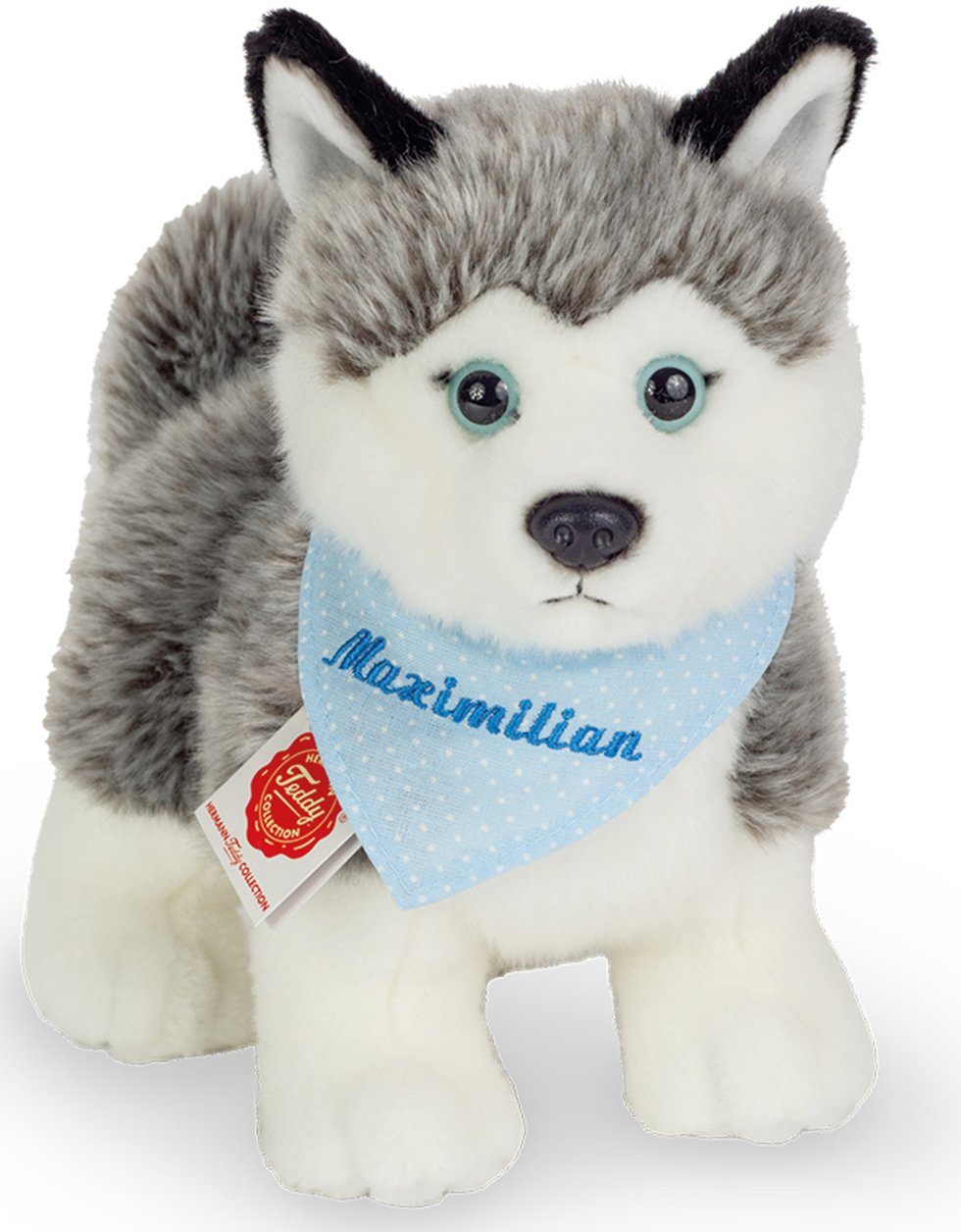 Image of Teddy Hermann® Kuscheltier »Husky mit blauem Halstuch, 23 cm«, mit individueller Bestickung