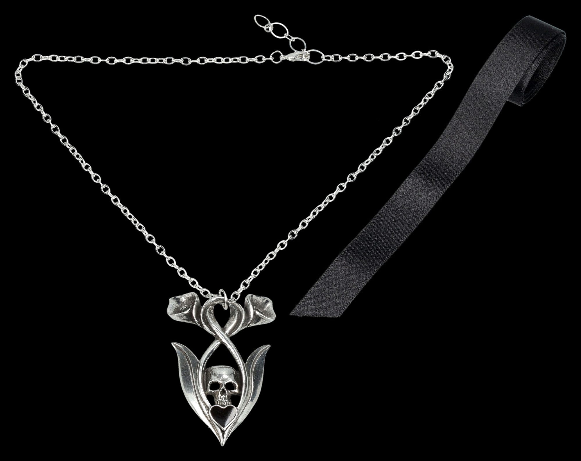 Figuren Shop GmbH Kette mit Anhänger Gothic Totenkopf Halskette – Anhänger Eternal Peace Alchemy England