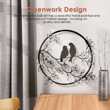 Brücke Wanddekoobjekt Metall-Lovebirds 3D-Wanddekoration, Kunst-Silhouette, hohles Design, Schlafzimmer, Badezimmer, Küche, Außen- und Innendekoration