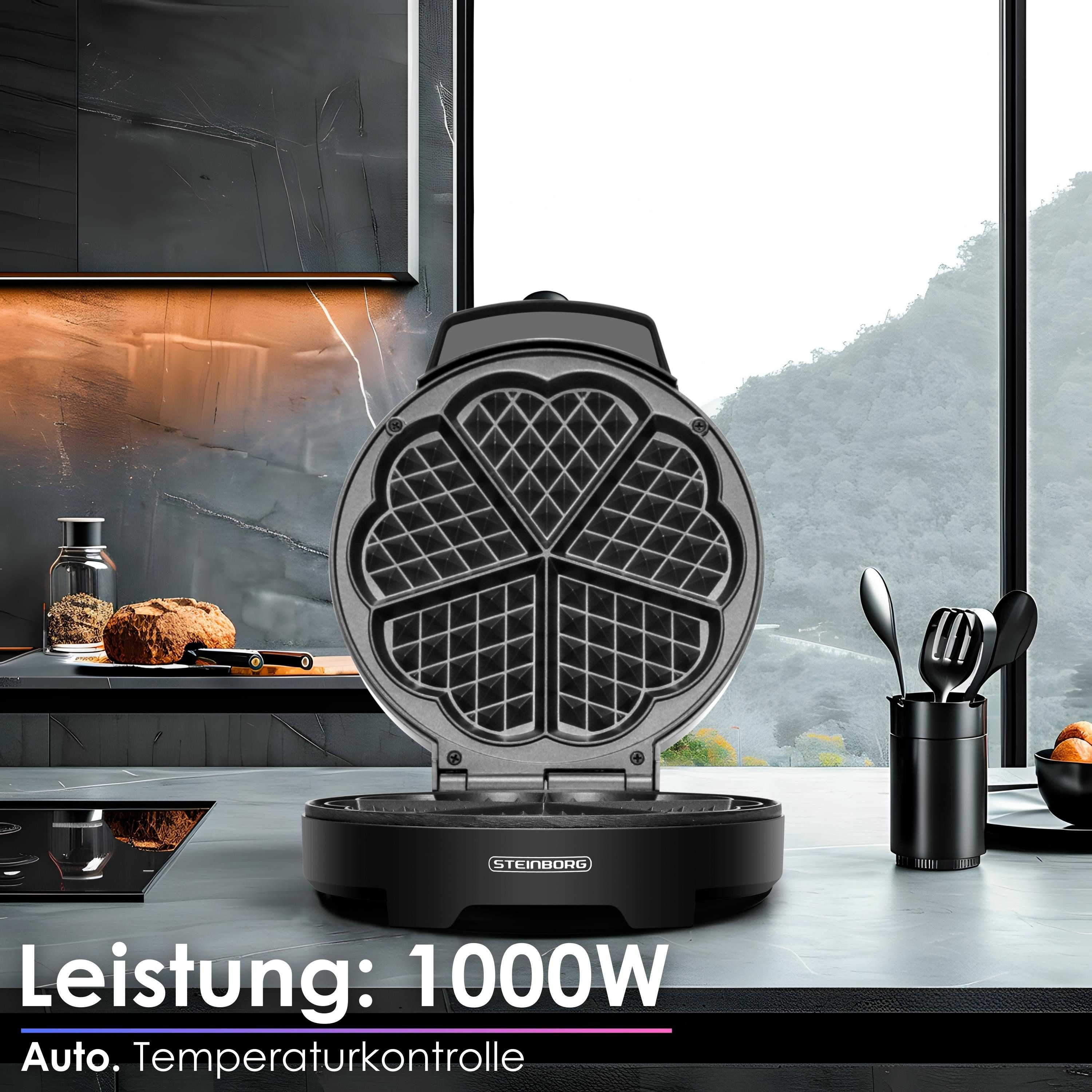 STEINBORG Waffeleisen SB-2050, 1000 W, Anftihaftbeschichtung, Cool-Touch-Technologie