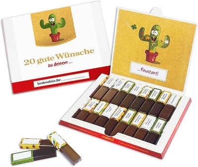 SURPRISA Aufkleber Set '20 Wünsche' für Merci Schokolade, Das persönliche Dankeschön für den Neustart - Job, Reise, Umzug, Gründung, Auswanderung - kreatives Geschenk