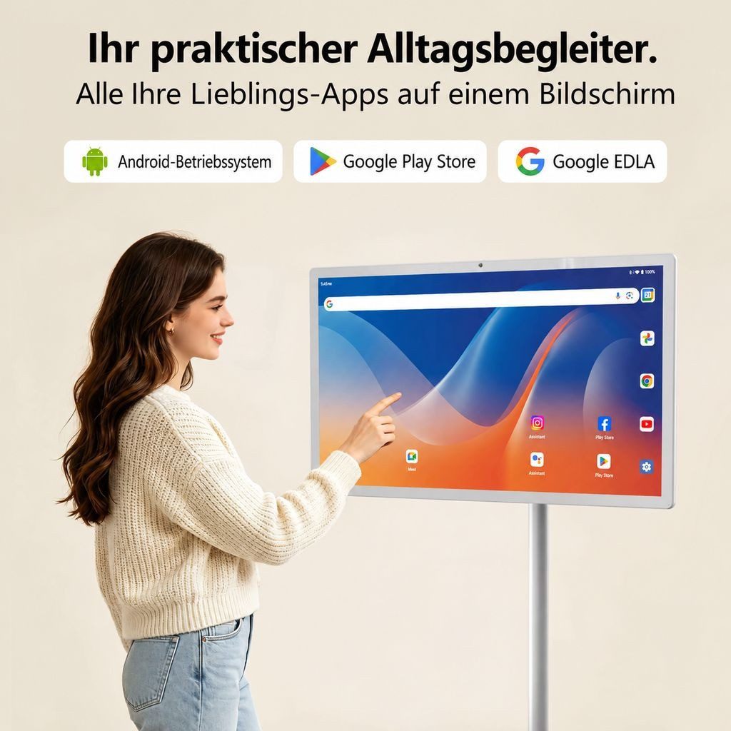 BBG C20P LED-Fernseher (32 Zoll, 1920 × 1080 Pixel, FHD, Mobiler Smart Screen 32 Zoll (31,5), Touchscreen, Android 15, 8.000-mAh-Akku, 360°-Lenkrollen, FHD, Air – Bild 5 von 5