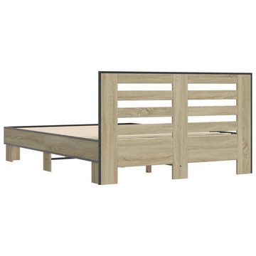 vidaXL Bett Bettgestell Sonoma-Eiche 120x200 cm Holzwerkstoff und Metall