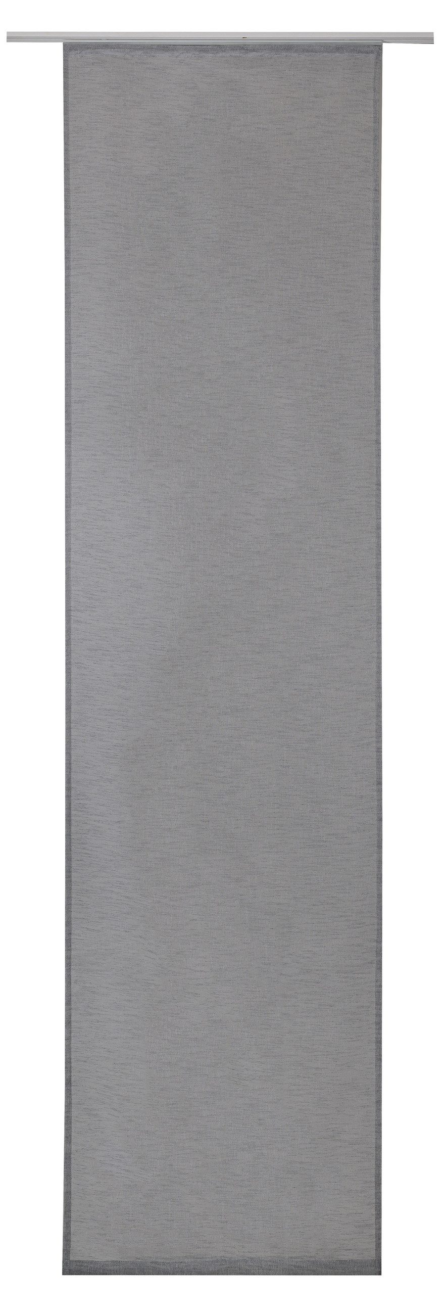 ELBERSDRUCKE Schiebegardine Schiebevorhang mit Klettband Liem grau Uni Leinenoptik 245x60cm (1 St), Klettband, halbtransparent, Polyester, Flächenvorhang mit Klettband