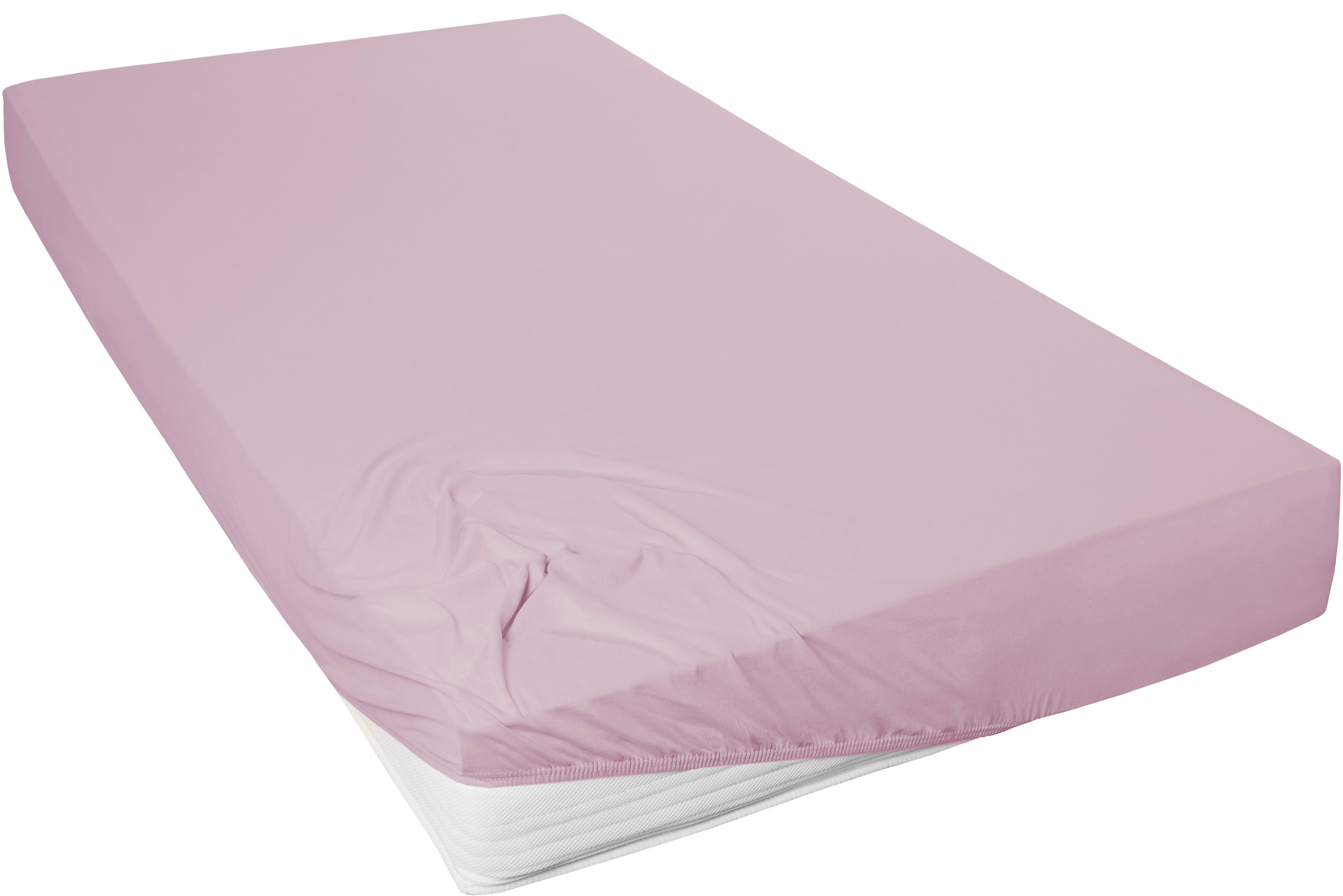 Primera Spannbettlaken Mako-Feinjersey Spannbetttuch, Mako-Jersey, Gummizug: rundum, (1 Stück), Geeignet für Standardmatratzen bis 22 cm, 100% Baumwolle