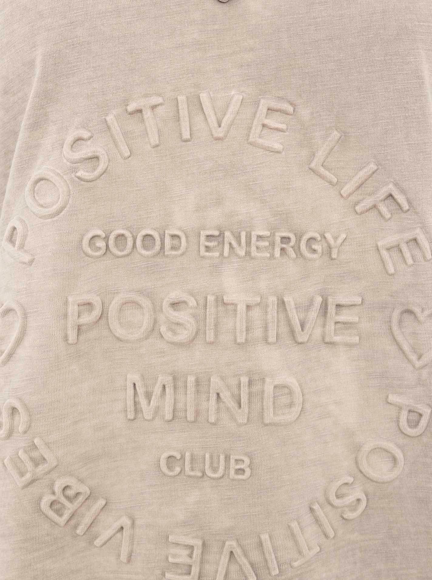 Zwillingsherz T-Shirt "Positive Mind" V-Ausschnitt, Kurzarm, Used-Look, Baumwolle, ausgefranste Kanten – Bild 5 von 5