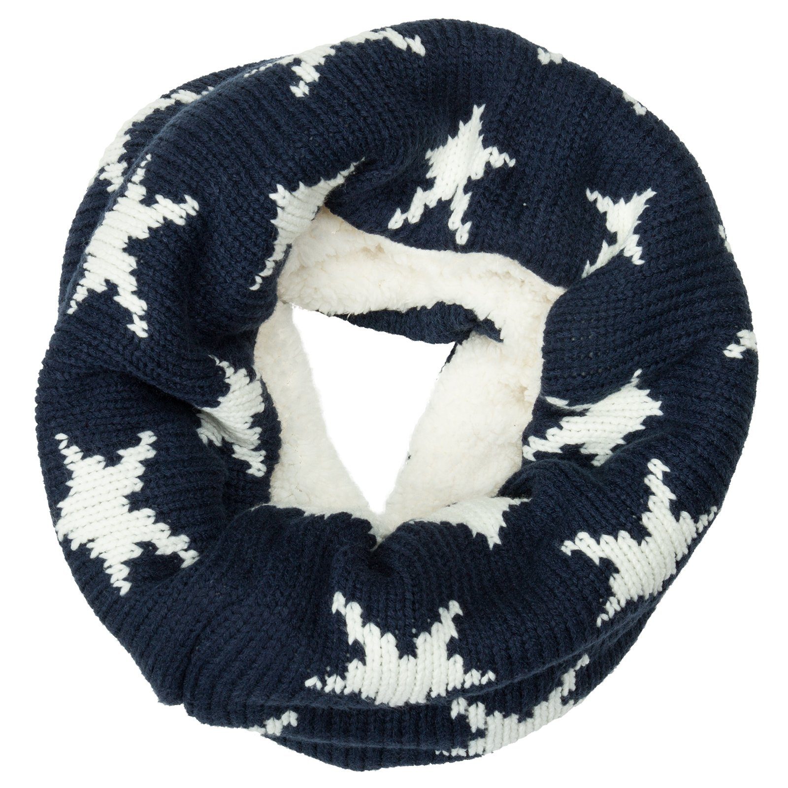 Modeschal SC476 warmer Damen XL Strick Kragenschal Schal Loop Schlauchschal mit Sternen