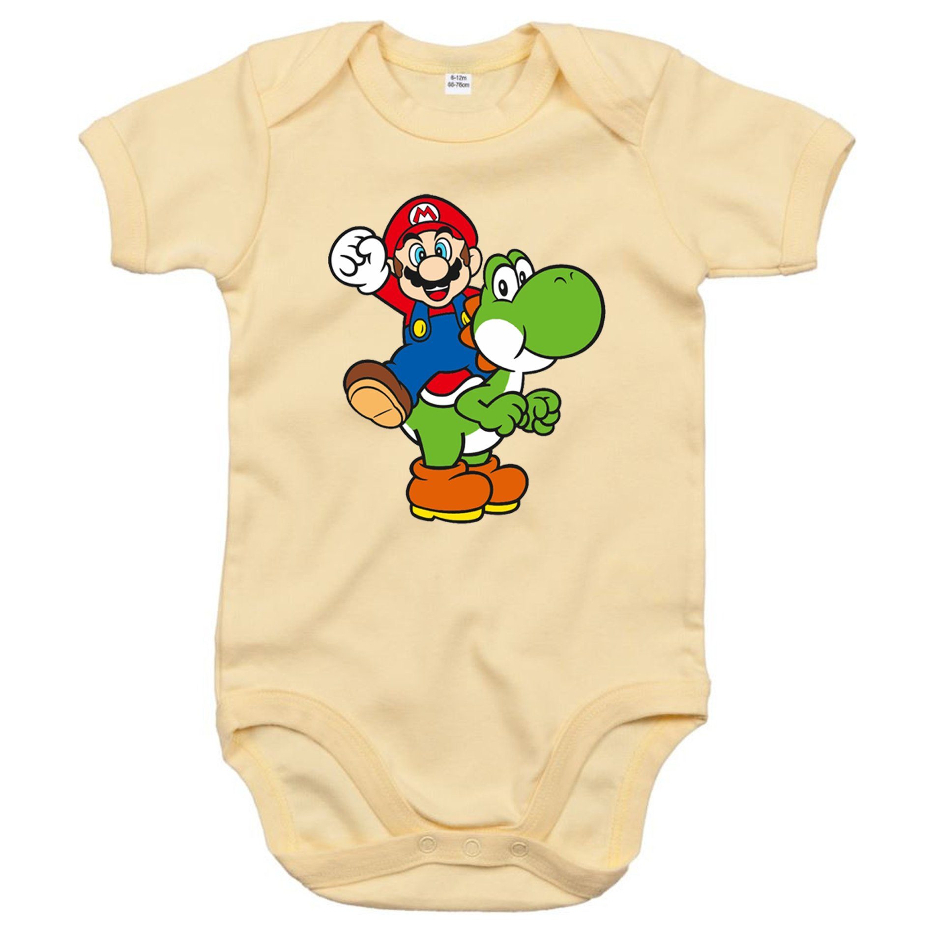 Blondie & Brownie Strampler Kinder, Baby, Jungen und Mädchen Yoshi & Mario Logo Print Beige
