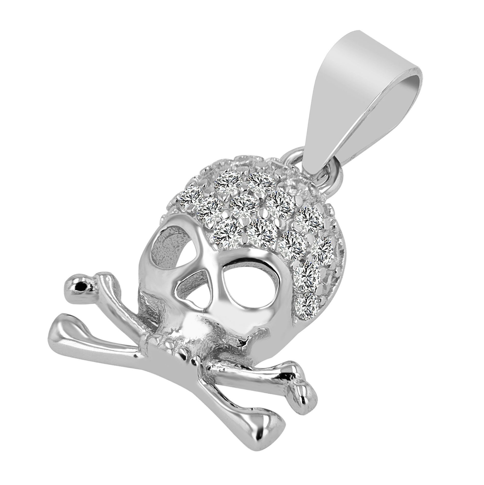 Kettenanhänger Anhänger – Totenkopfanhänger aus 925 Silber mit Zirkonia