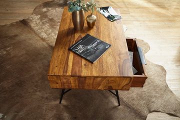 KADIMA DESIGN Couchtisch Kaffeetisch FORMIO, Industrial-Look mit einzigartiger Holzmaserung