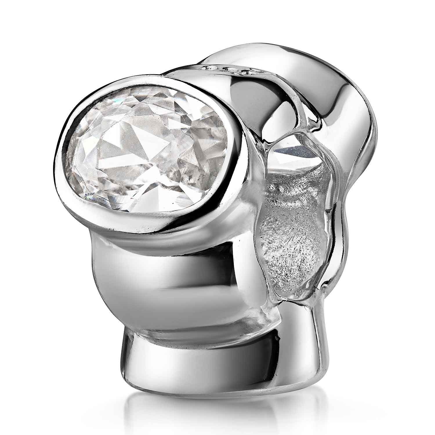 Materia Bead Silber Кулони Element mit Zirkonia Steinen weiß 618, 925 Sterling Silber