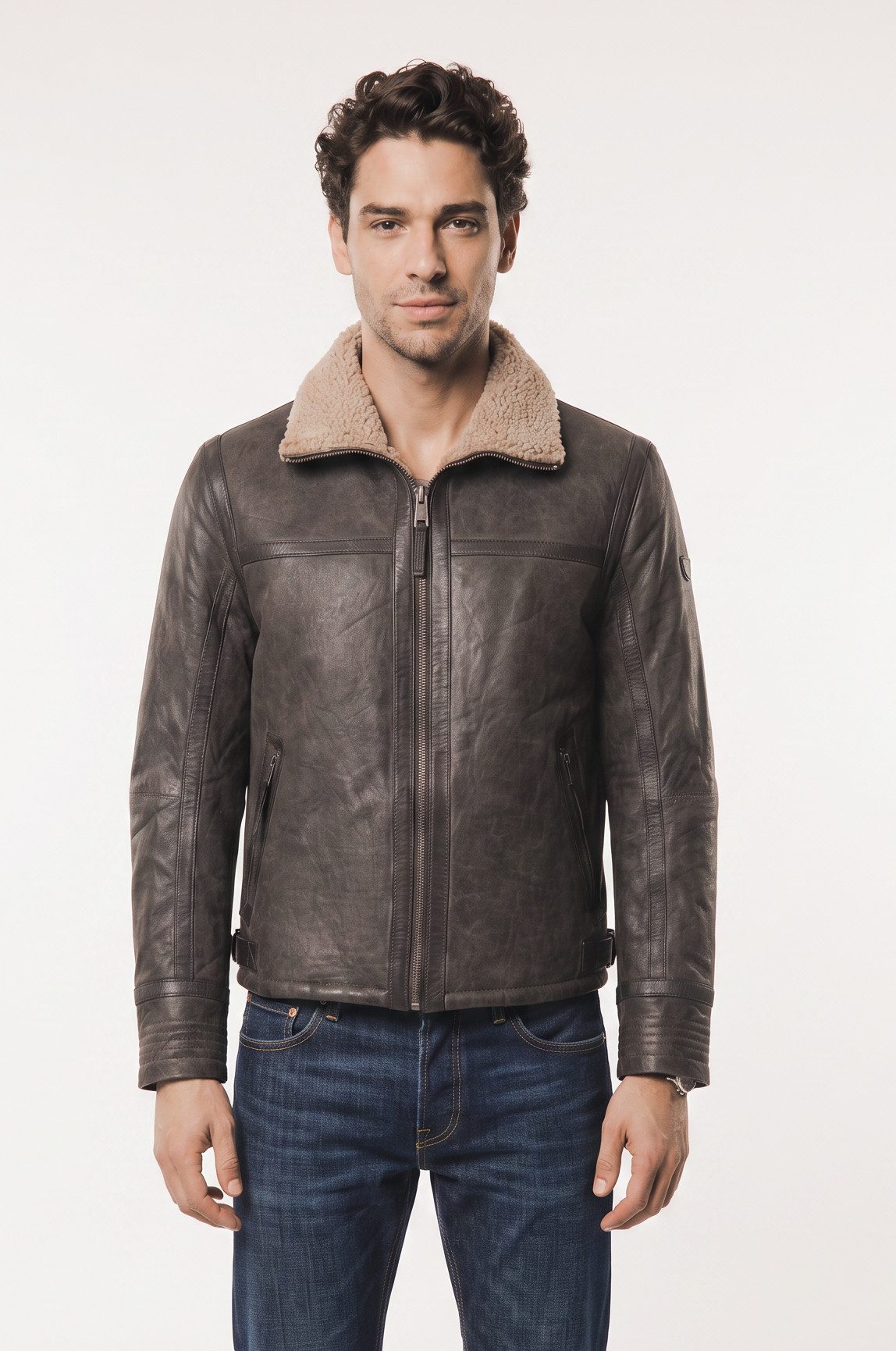 Mauritius Lederjacke MMArcticon mit Umlegekragen, Regular Fit