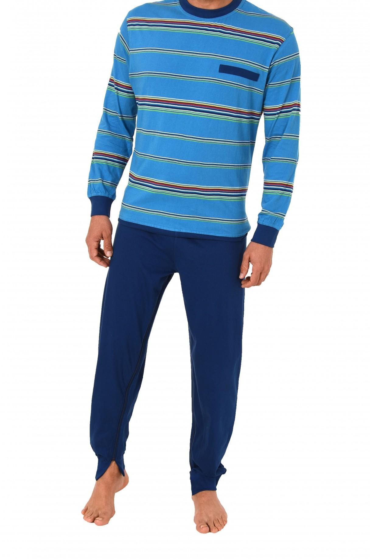 Pyjama Herren Pflegeoverall langarm mit Reissverschluss am Rücken und Bein