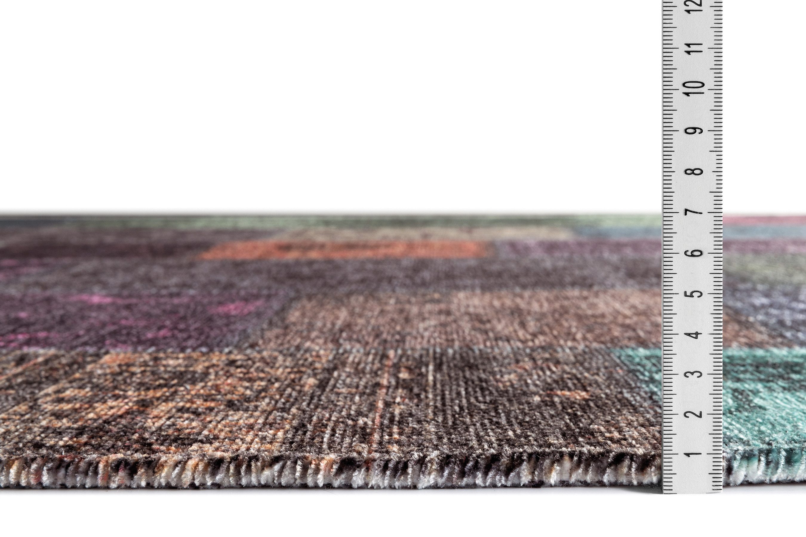 Tesso Living Designteppich MICHELE, Teppich Vintage Look, bunt, Patchwork, Rechteckig, Wohnzimmerteppich, Flachgewebe Print, rutschfest & waschbar
