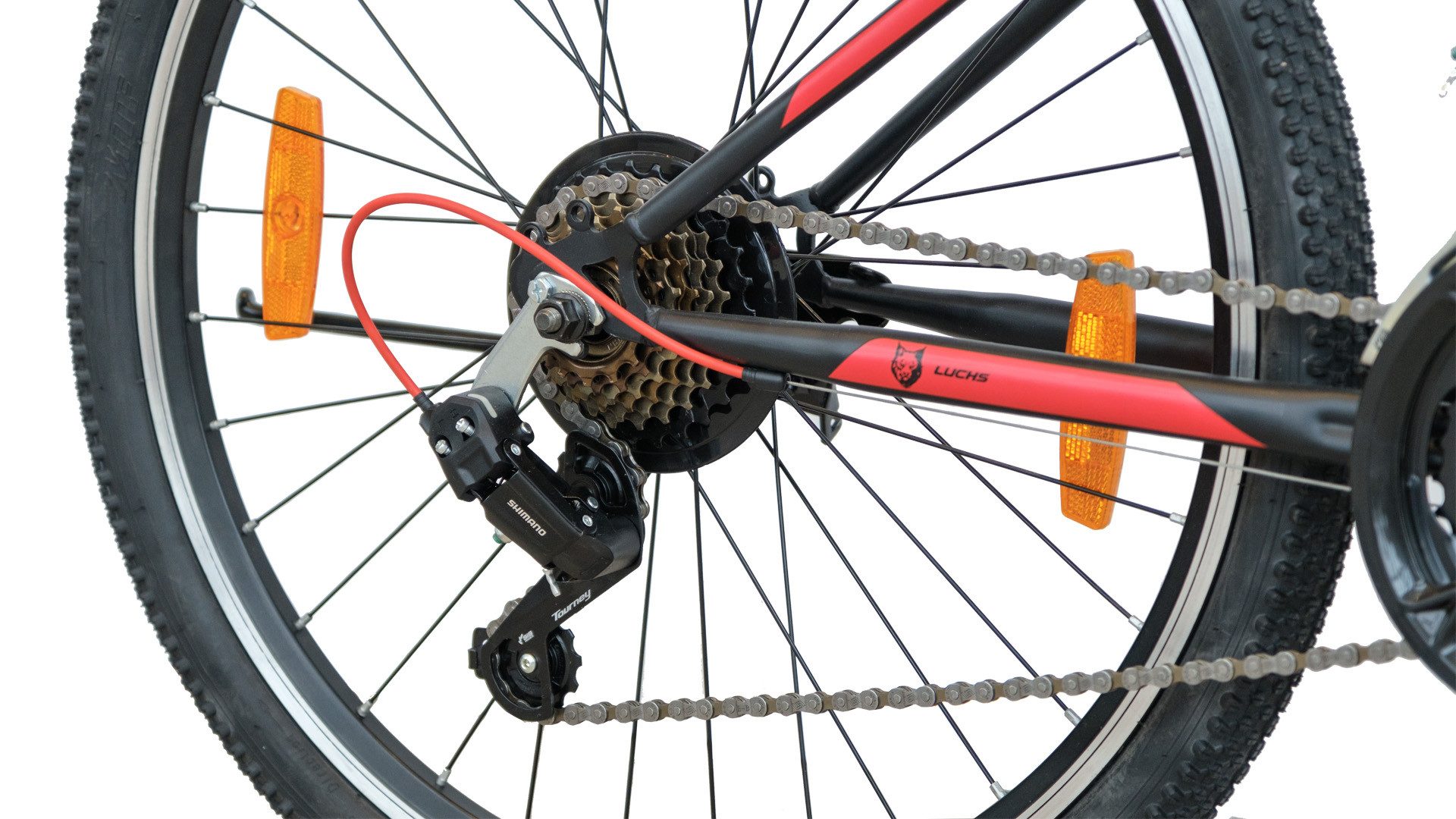 LUCHS Mountainbike KAKU 24 & 26 Zoll Jugendfahrrad Fahrrad Jungen sportliches Alltagsrad, 21 Gang Shimano, Kettenschaltung, 3 Farben und 2 Größen Verfügbar (Blau/Rot/Orange)