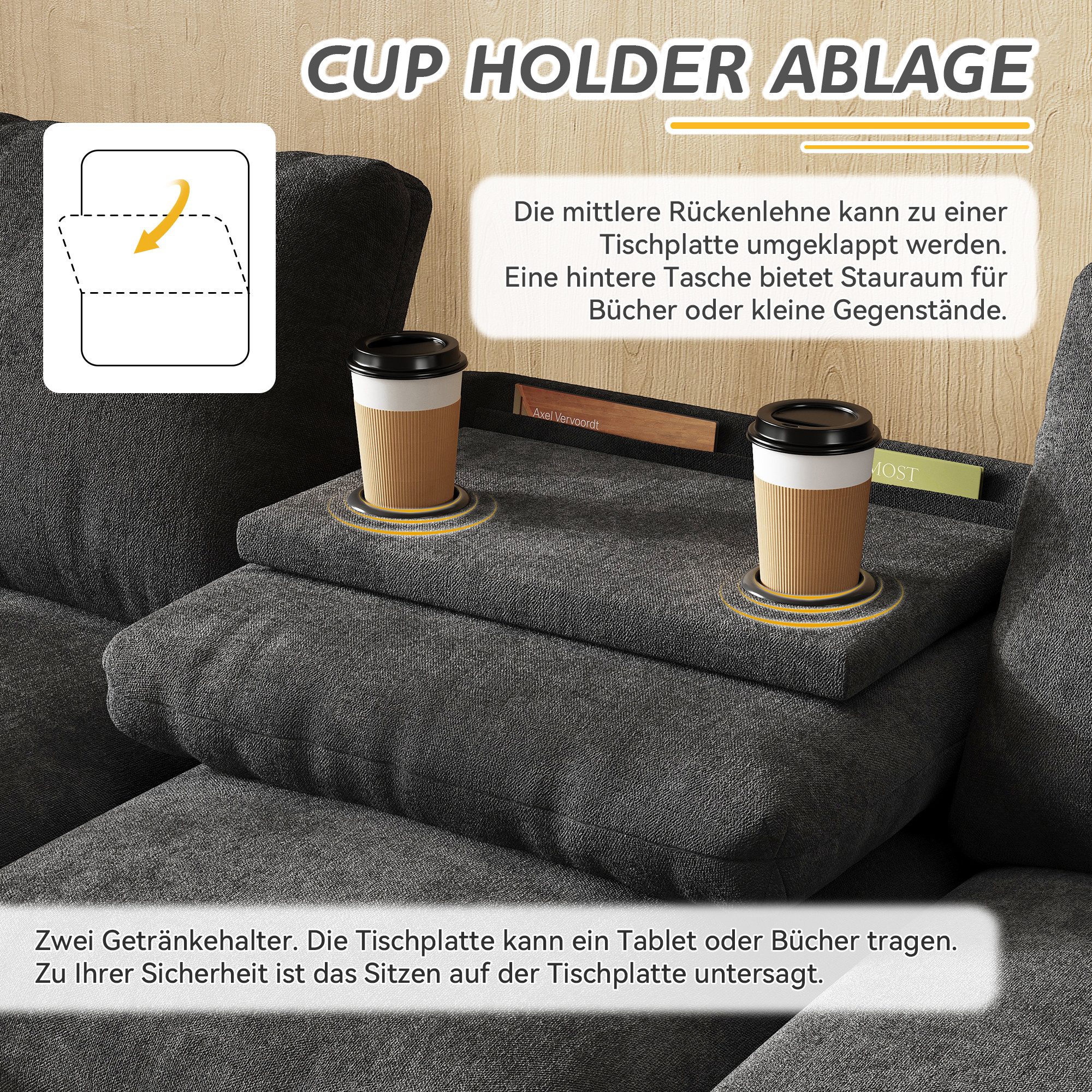 i@home Ecksofa L-förmiges Sofa, 3-Sitzer Sofa, ausklappbarer Couchtisch mit günstig online kaufen