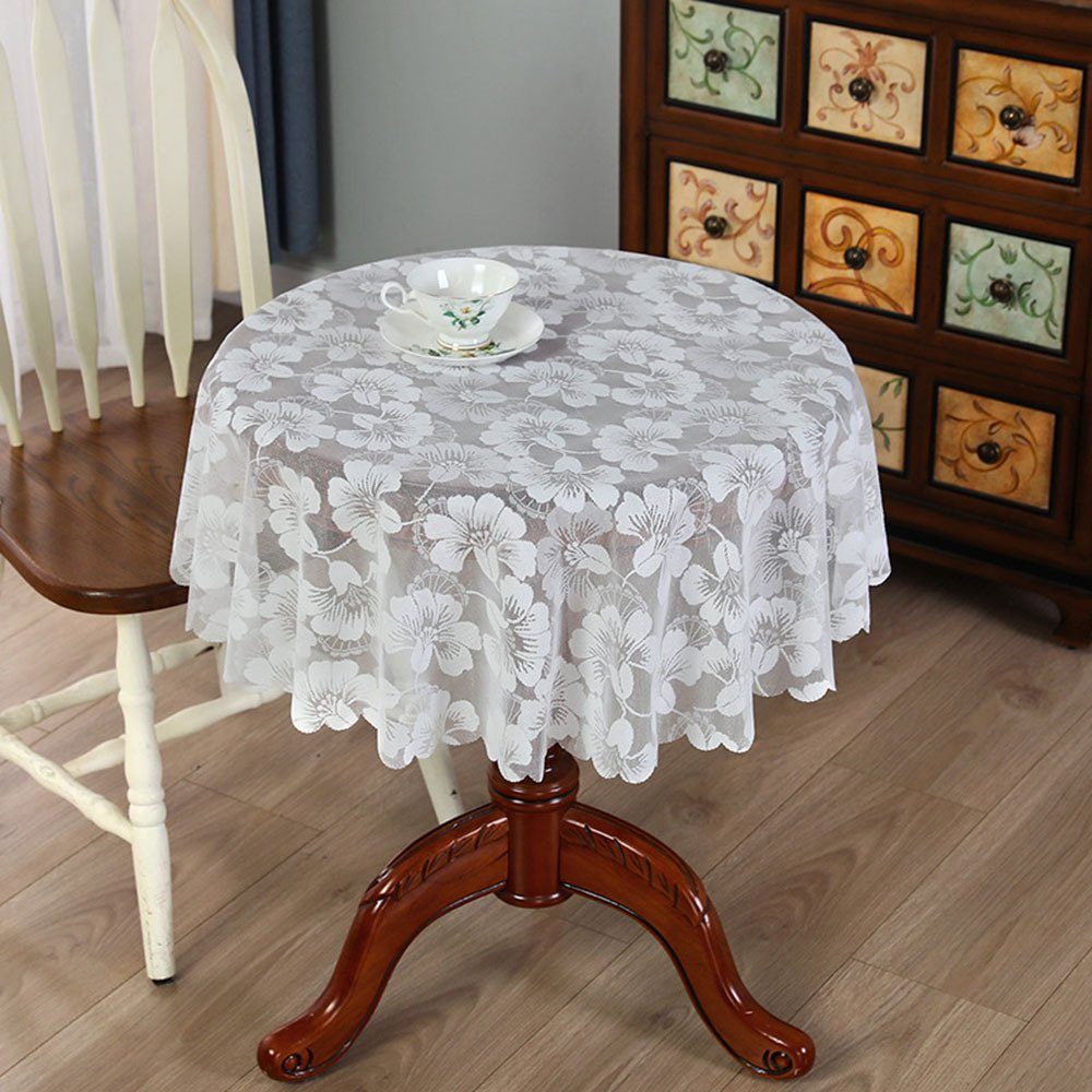 In Dekorative Farbe, Runde Spitzentischdecke Blusmart Tischschonbezug Stilvolle Weißer