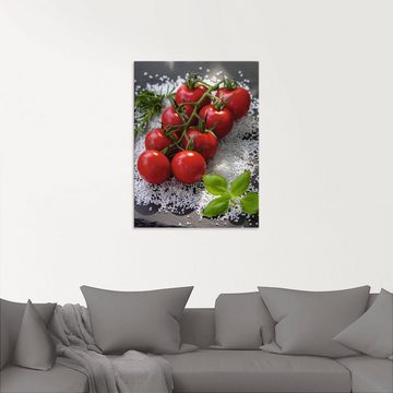Artland Glasbild Tomaten Rispe auf Salz, Lebensmittel (1 St), in verschiedenen Größen