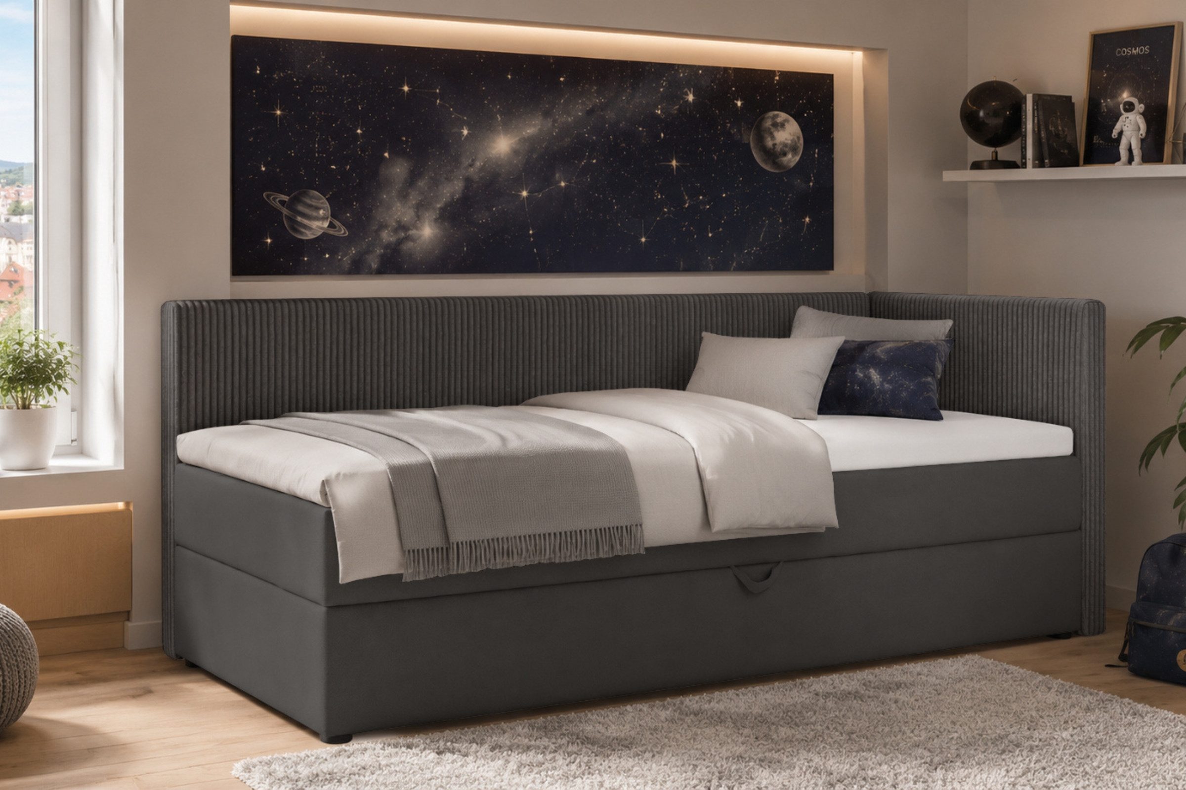 Deine Möbel 24 Boxspringbett RICO Boxbett mit Bettkasten, Tagesbett mit Schlaffunktion, Schlafsofa (ideal für Jugendliche & Erwachsene, 1-St., Modernes 2-in-1 D – Bild 2 von 5