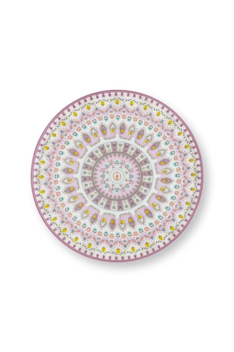 PiP Studio Tortenplatte Lily&Lotus Tortenplatte klein lila bunt 21cm, Porzellan, (Platten), Mini Cake Tray Lily&Lotus Moon Delight Multi 21cm