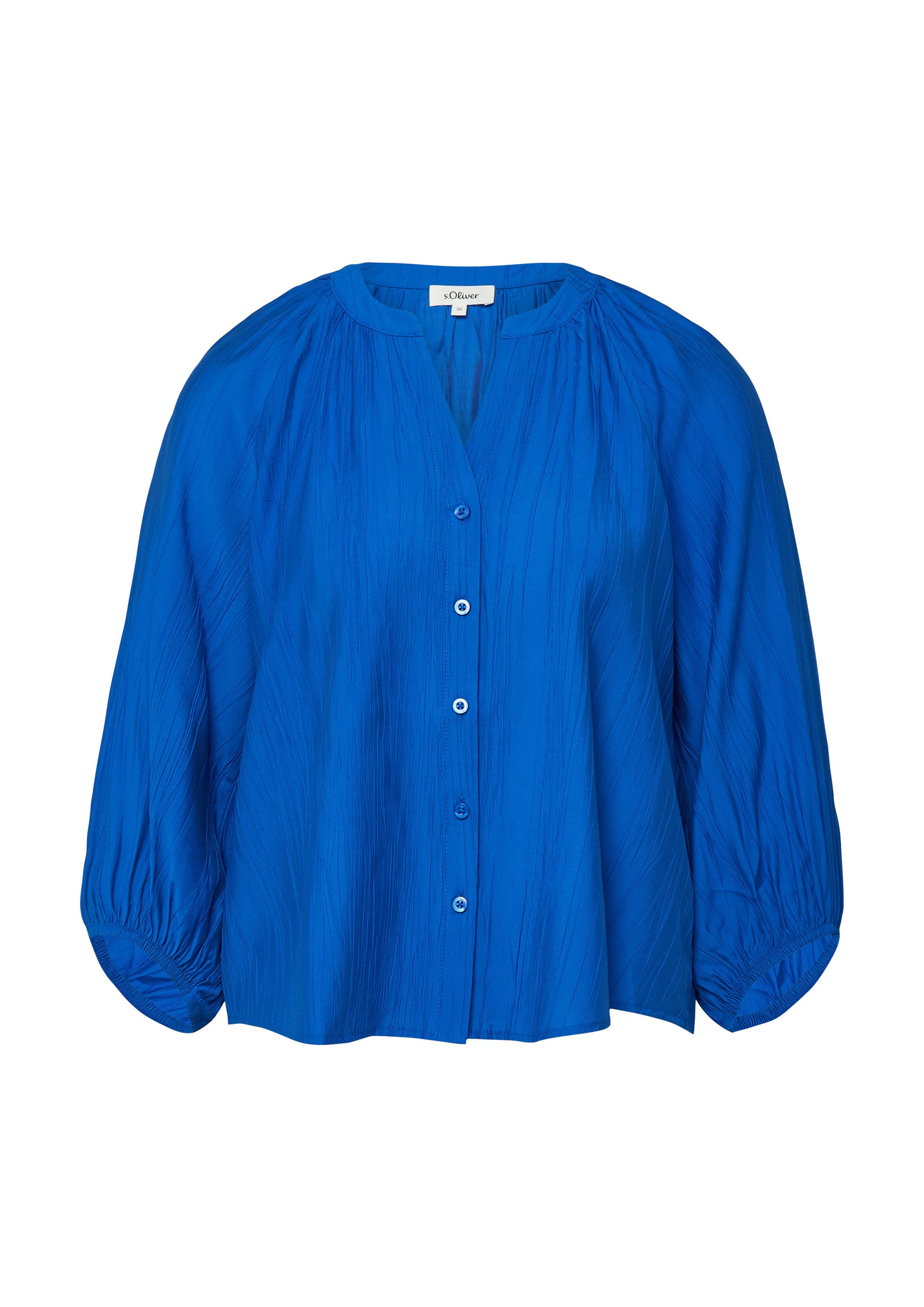 s.Oliver Kurzarmbluse Bluse Strukturierte Bluse mit weitem Ärmel
