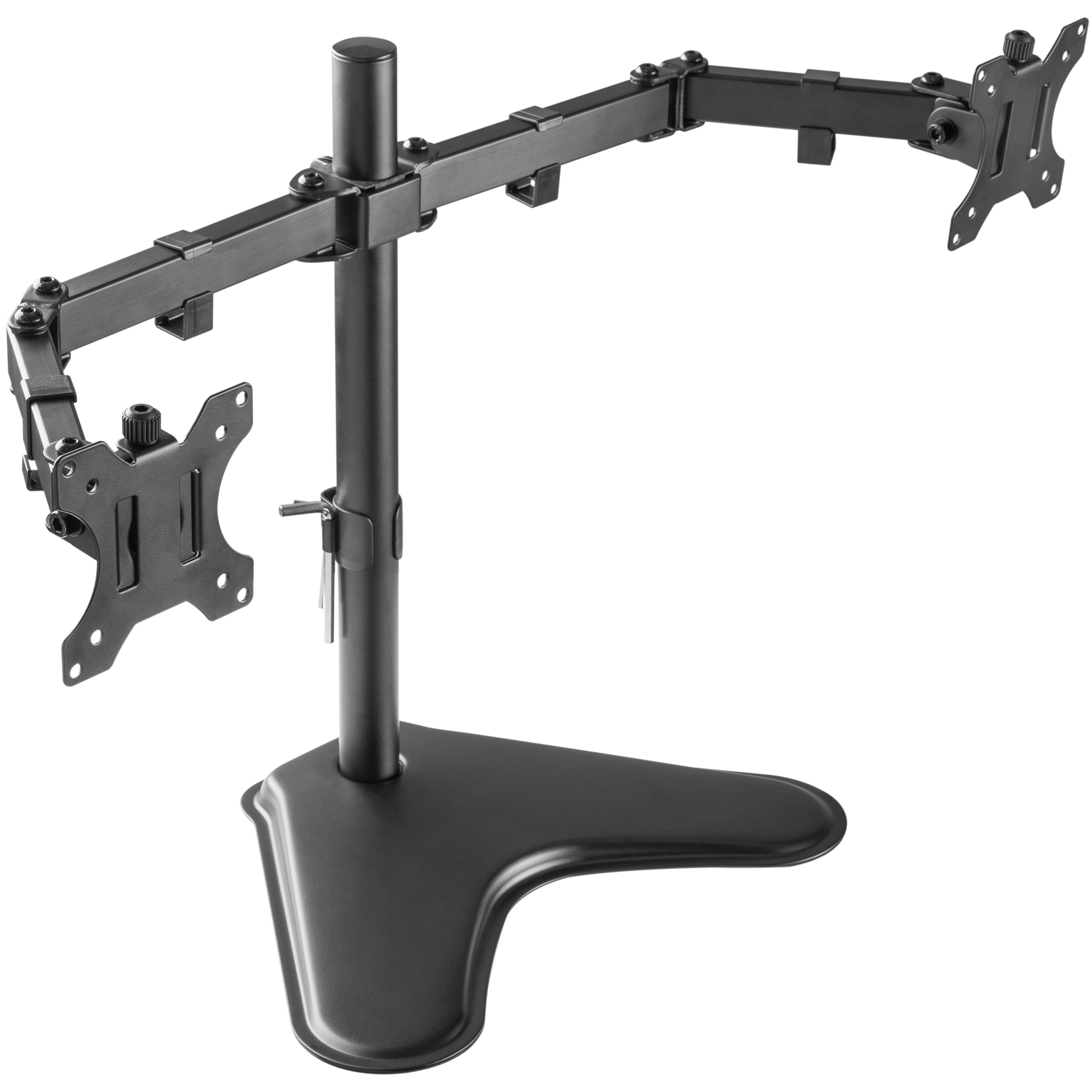 RICOO Monitor-Halterung Monitor Standfuß freistehend für 2x 13–32" Bildschirme TS7311, (bis 27 Zoll, VESA 75x75 und 100x100, 1-tlg., 8 kg Belastbarkeit pro Frontplatte, Von 33-69 cm (13"-27) Diagonale, neigbar +/-45°, schwenkbar bis 180°, drehbar 360° Dual Monitorständer)