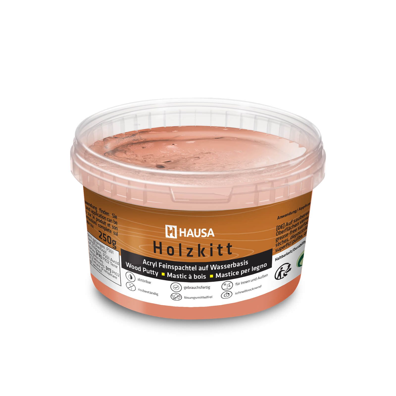 Hausa Holz-Reparaturset Holzkitt, 250g gebrauchsfertig ausgezeichnete Füllkraft rissbeständig, 1-St., Gramm Mahagoni Holzspachtelmasse Kitt für Holz, Holzspachtel/Füllmasse zum Reparieren