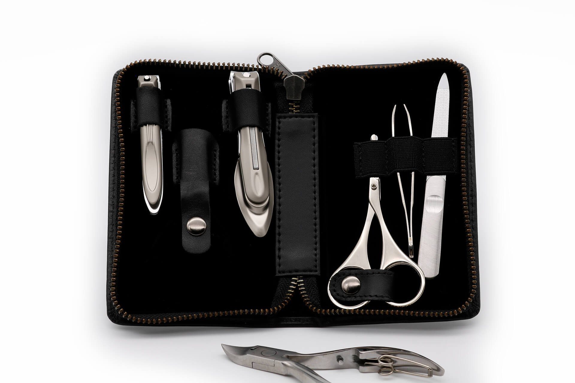 Seki EDGE Maniküre-Pediküre-Set Herren Nagelpflegeset 6-teilig mit Leder-Etui G-3103 14x8.5x2.8 cm, handgeschärftes Qualitätsprodukt aus Japan