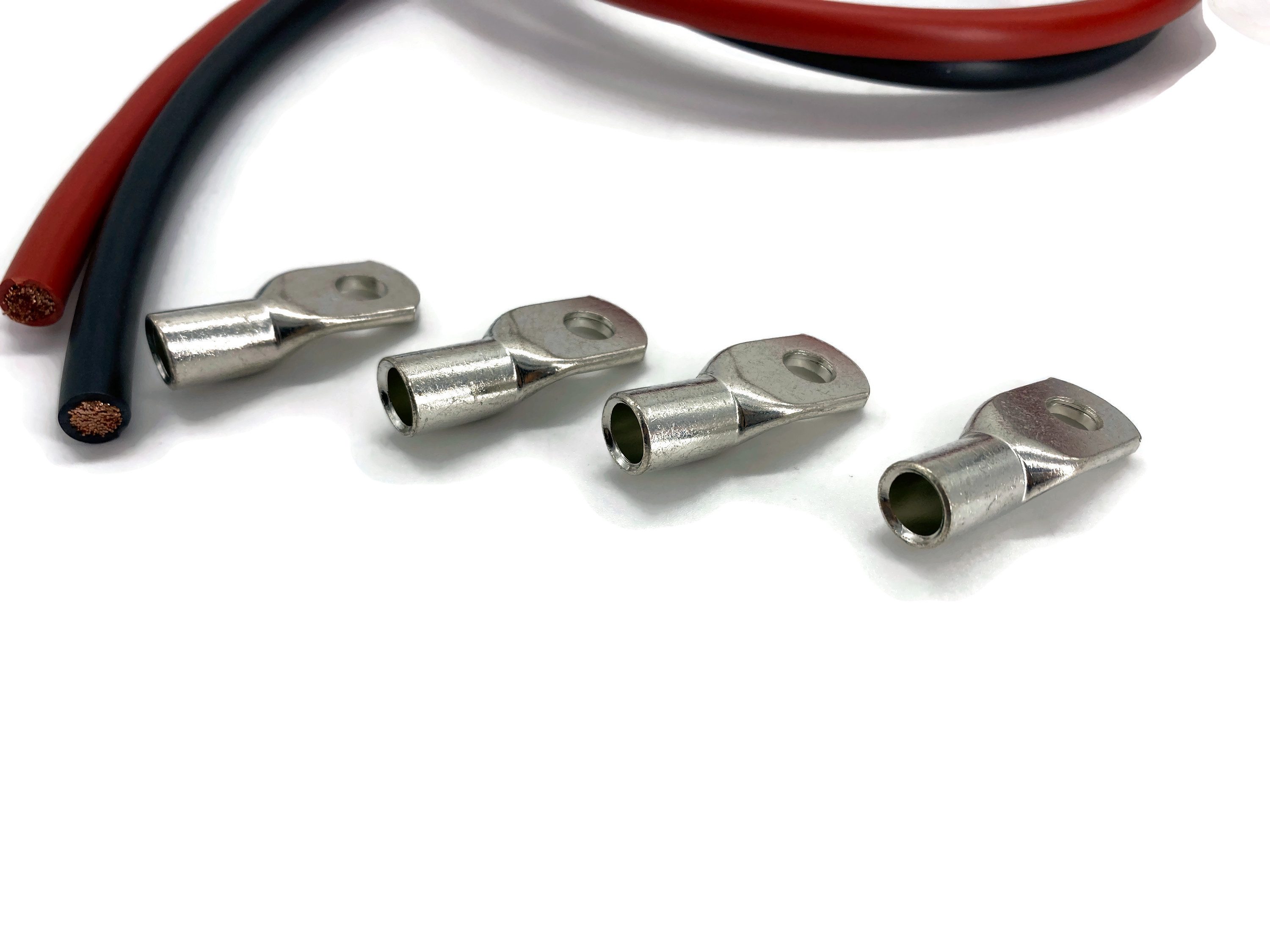 eXODA Kabel 35mm2 M8 4x Ringöse mit jeweils 1m rot und schwarz Batteriekabel, Kabelschuhe unverpresst (100 cm) – Bild 3 von 5