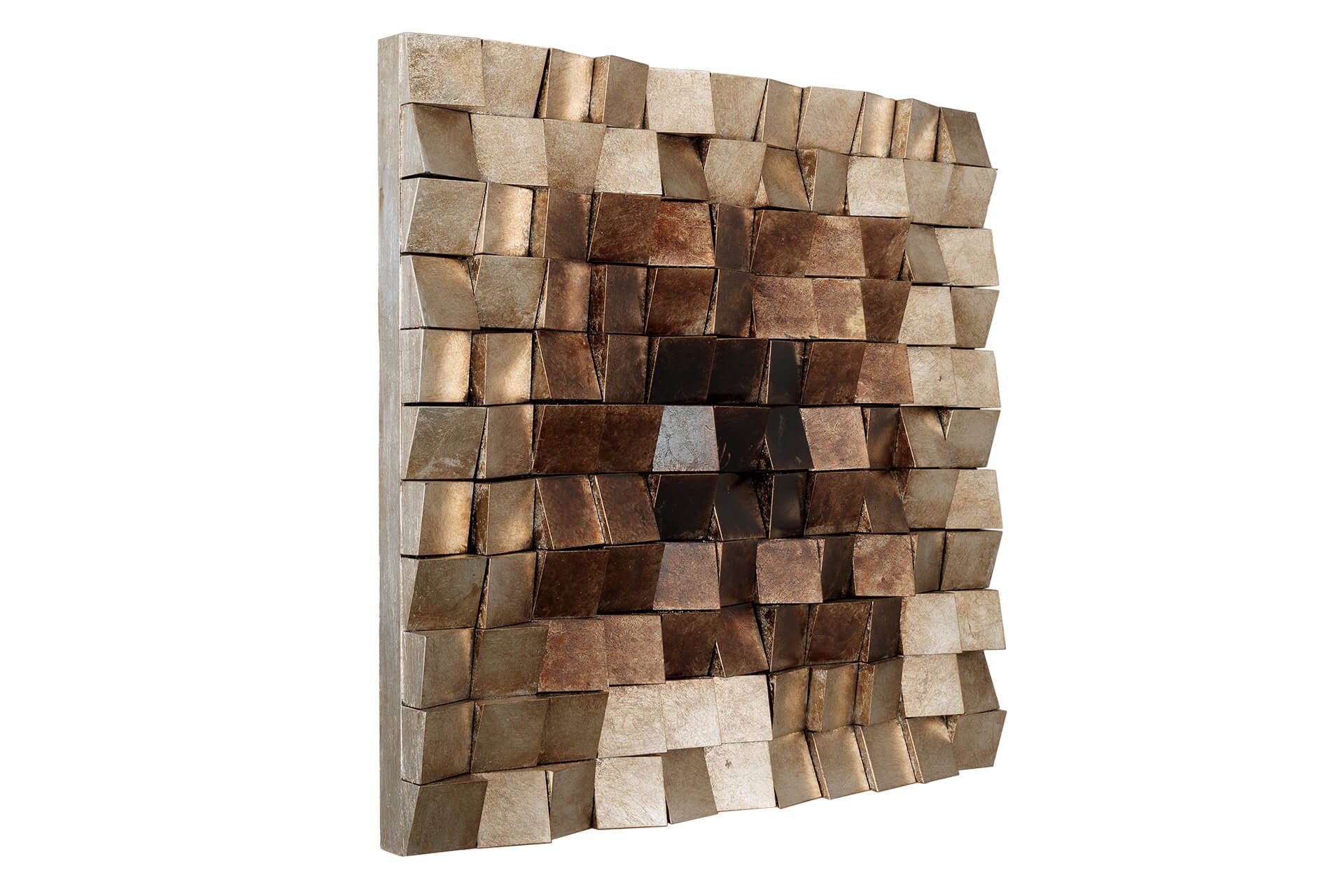 KUNSTLOFT Wandbild Lustrous Pixel 76x76 cm, handgefertigtes Wandbild mit 3D Effekt