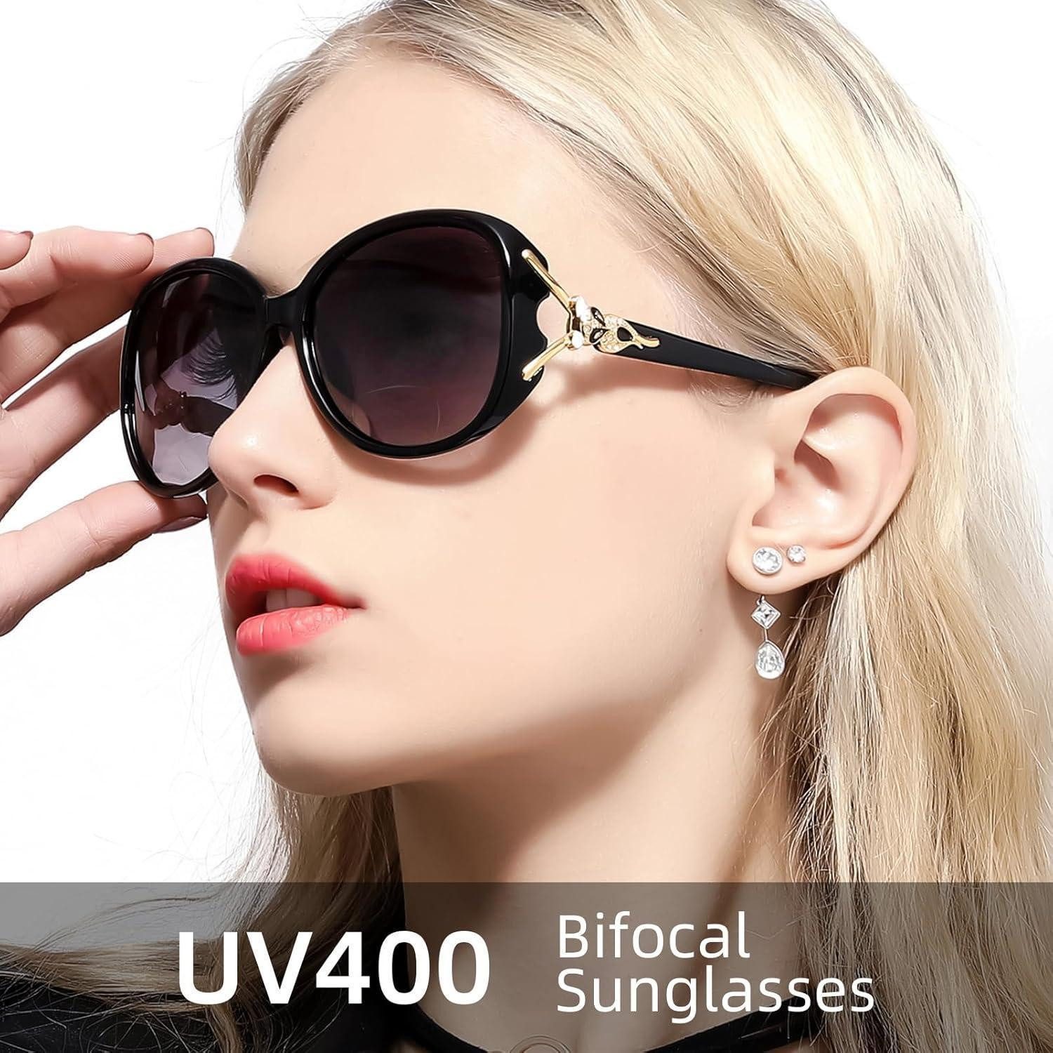 LuxusKollektion Retrosonnenbrille Bifokale Lese-Sonnenbrille Damen Vintage Oval Schwarz/Schildpatte
