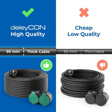 deleyCON deleyCON 25m Outdoor Verlängerungskabel Stromkabel Stecker zu 2x Stromkabel