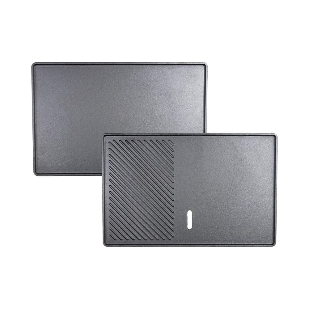 Riyashop Grillplatte Grillplatte aus Gusseisen, geriffelt & glatt, Emaille-Beschichtung