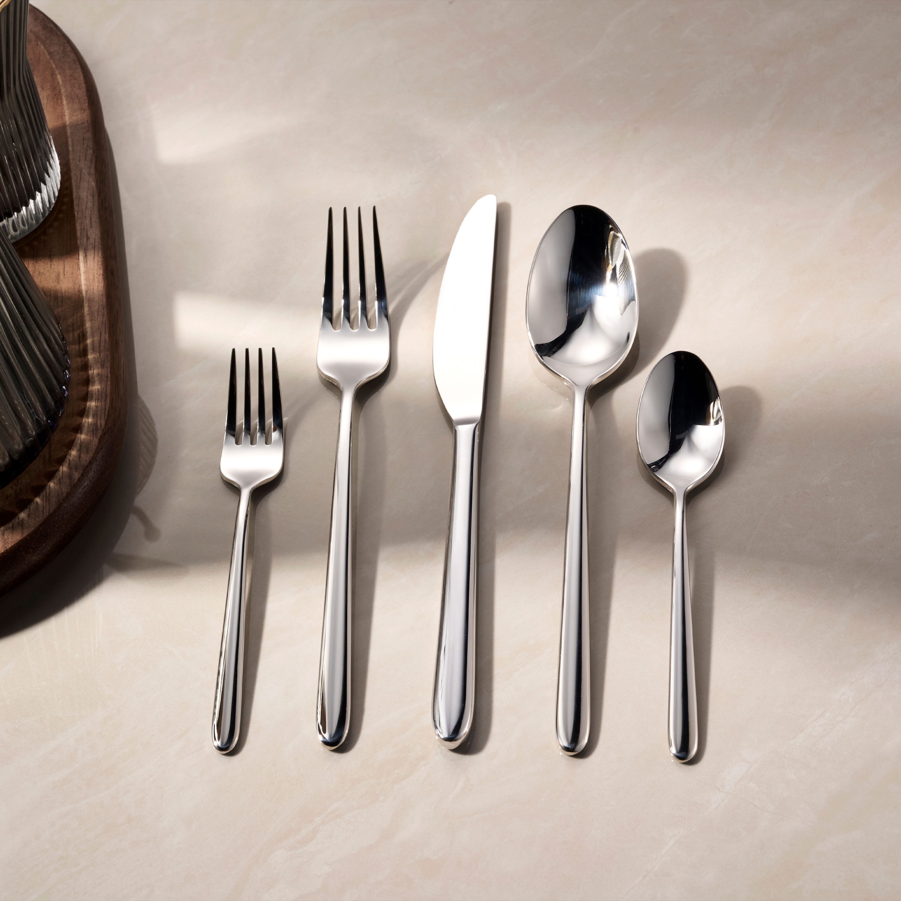 Hanseatic Besteck-Set DAILY (30-tlg), 6 Personen, Edelstahl 18/10, leichtes und minimalistisches Design