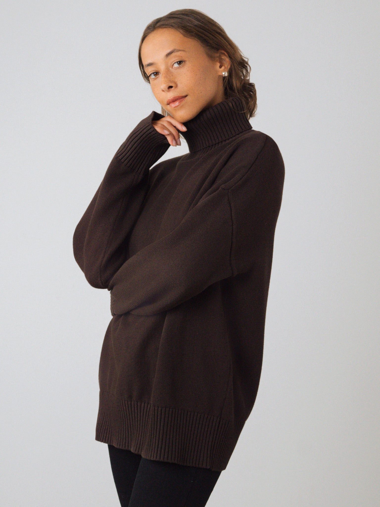HONEST BASICS Strickpullover Chunky Rollkragenpullover aus Bio-Baumwolle