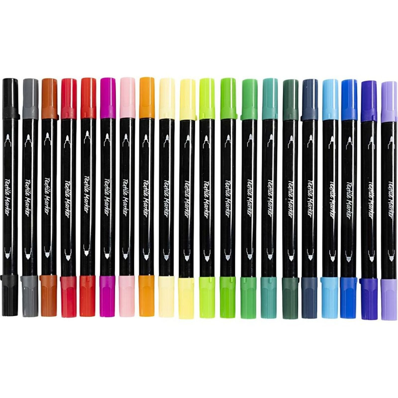 creativ company Textilmarker Permanente Stoffmalstifte mit Doppelspitze, (20-tlg)