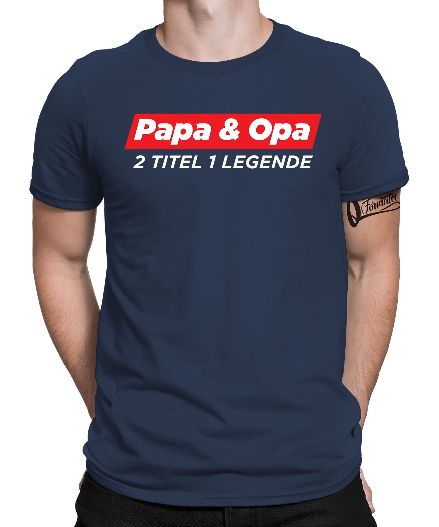 Quattro Formatee Kurzarmshirt Papa & Opa Legende - Papa Vatertag Vater Herren T-Shirt (1-tlg) Navy Blau