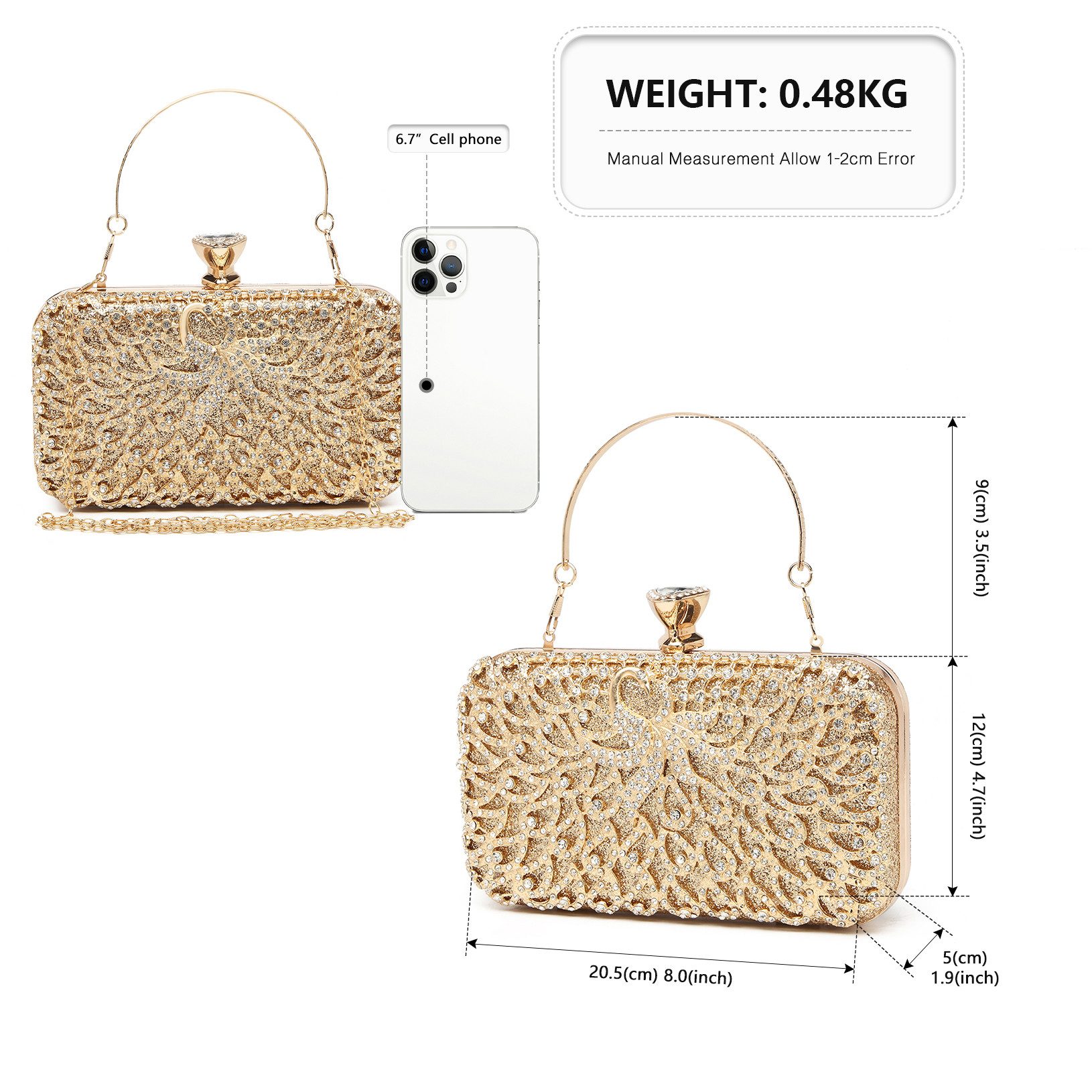 Miss Lulu Clutch Damen Clutch-Tasche mit Perlenstickerei, Hartschalen-Desig günstig online kaufen