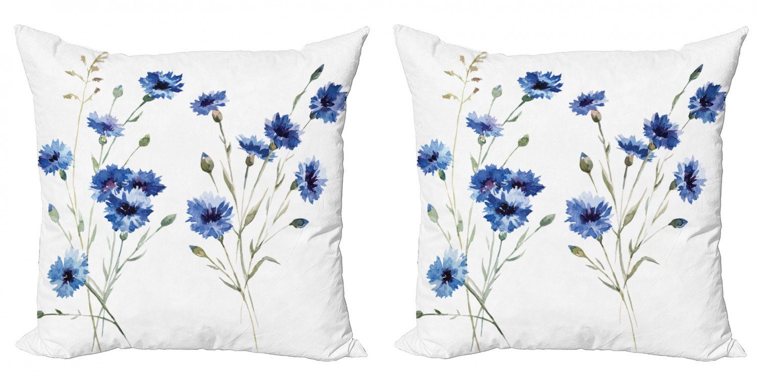 Digitaldruck, Kissenbezüge Abakuhaus (2 Vintage Blumen Accent Doppelseitiger Stück), Carniation Blue Modern