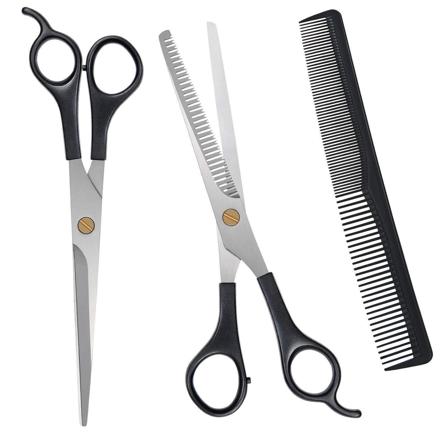 LuxusKollektion Scheren-Set Haarschere Set Profi-Komplettset Schwarz Edelstahl Friseurscheren
