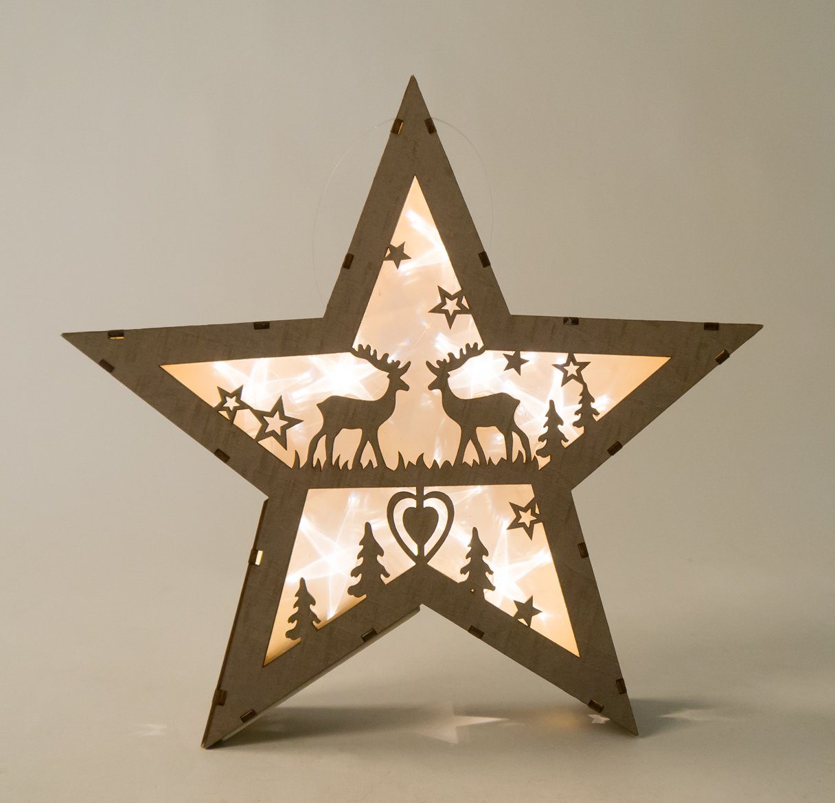 BURI aus Holz LED-Deko-Stern Dekolicht Weihnachtsstern Adventsstern Weihnachtsschmuck LED