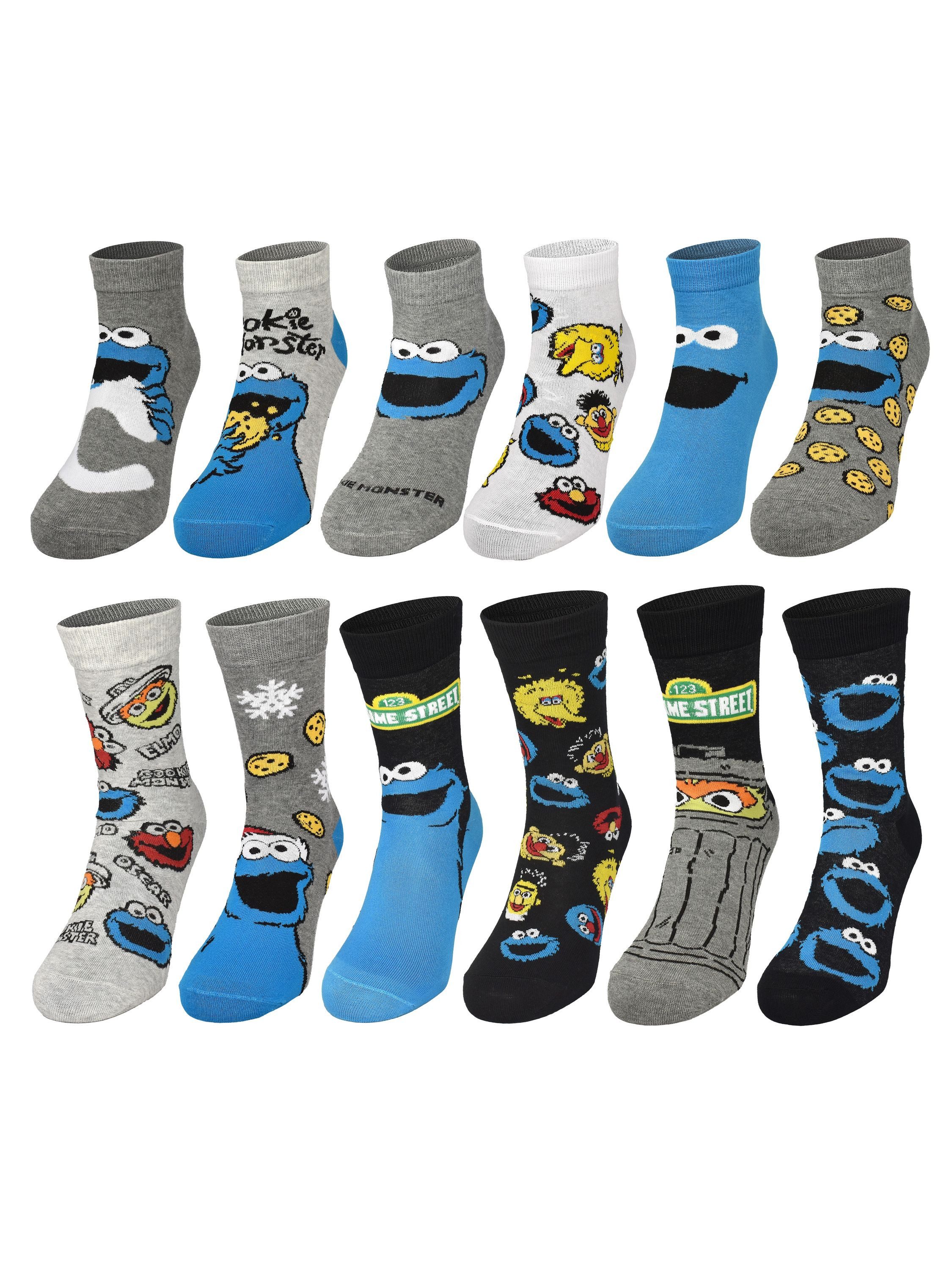 United Labels® Adventskalender Sesamstraße Socken Adventskalender mit 12 Paar kurz und lang – Bild 4 von 5