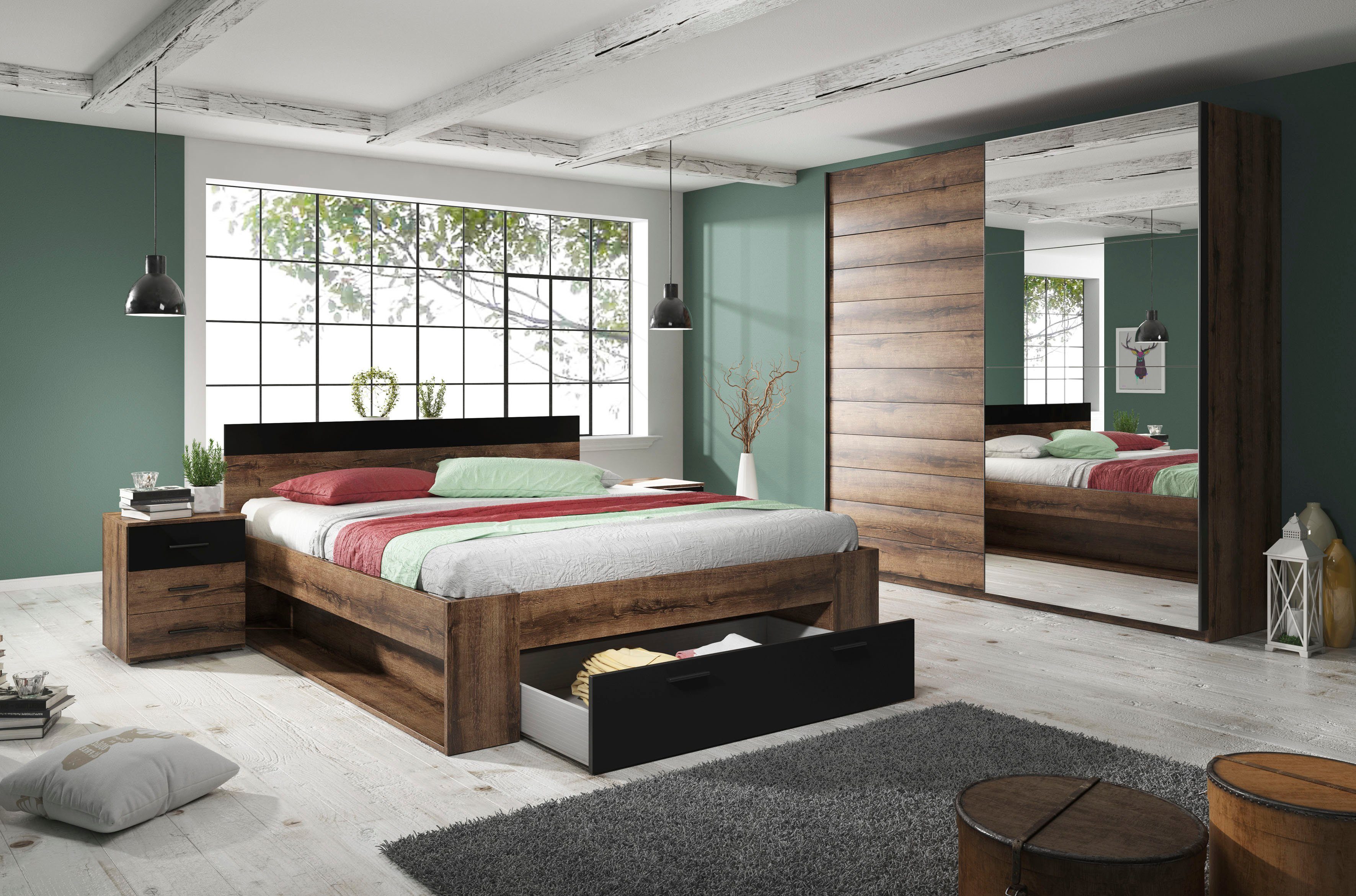 Home affaire Schlafzimmer-Set Beta Komplettschlafzimmer in 3 Farben und 2 Bettgrößen, (4-tlg), wahlweise in 3 Farben und 2 Bettgrößen