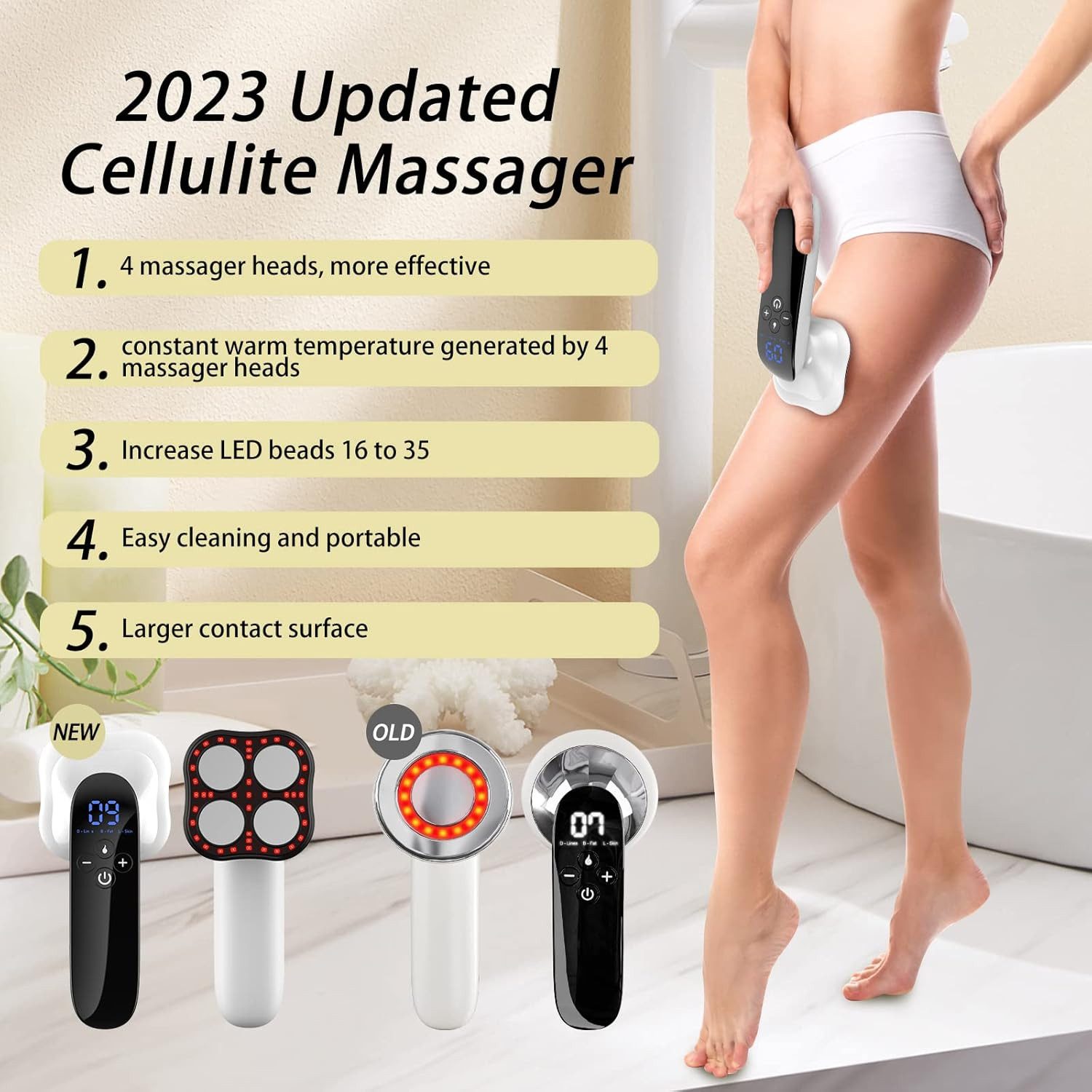 feinlux Massagegerät Massagegerät Massagegerät Ultraschall, Packung, Verbessertes Körpermassagegerät zur Hautstraffung, für Bauch, Oberschenkel, Hüfte, Bein