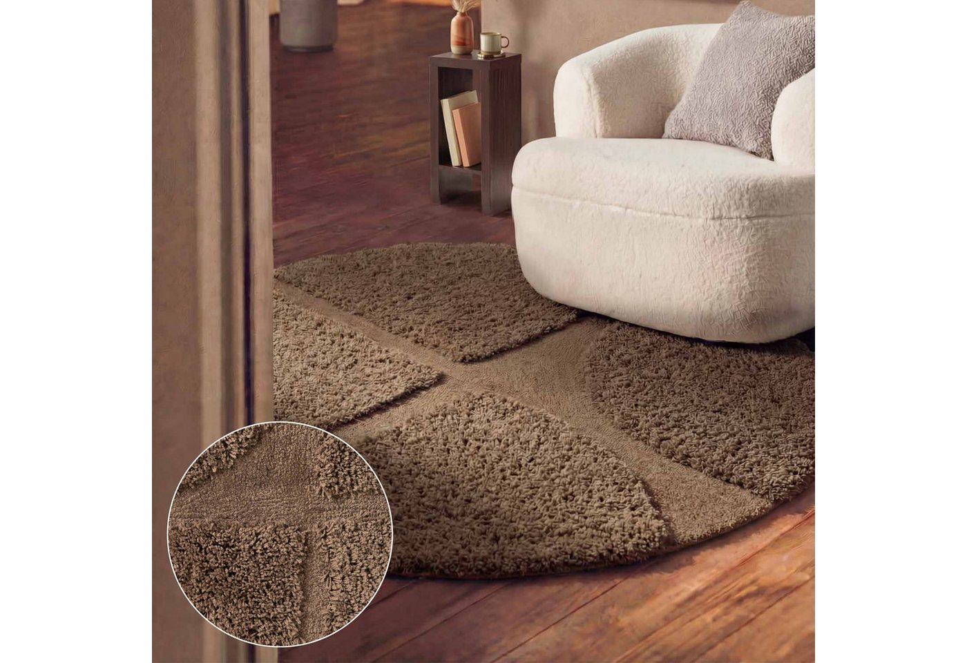 Ted Baker Hochflor-Teppich Jasper, auch in rund, rund, Höhe: 25 mm, Hoch-Tief-Struktur, Weich, Shaggy, Modern, Wohnzimmer, Schlafzimmer